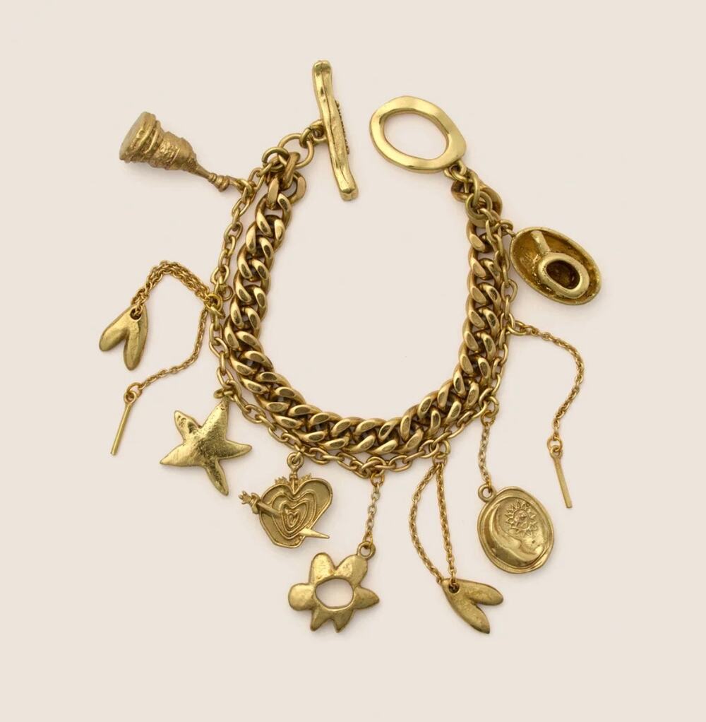 Alemais Gold Tesori Charm Bracelet Chunky Chain Nano Plated Brass